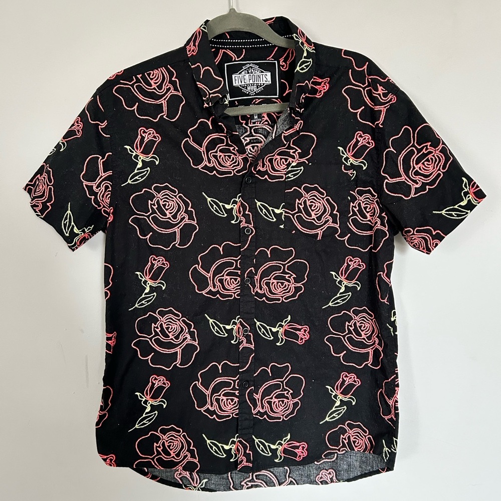 Men’s Neon Rose Button Down